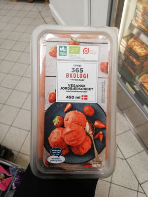 Billede af 365 Økologi Jordbærsorbet med Jordbærstykker