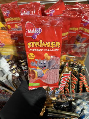 Billede af Malaco Strimler Jordbær Syrlig